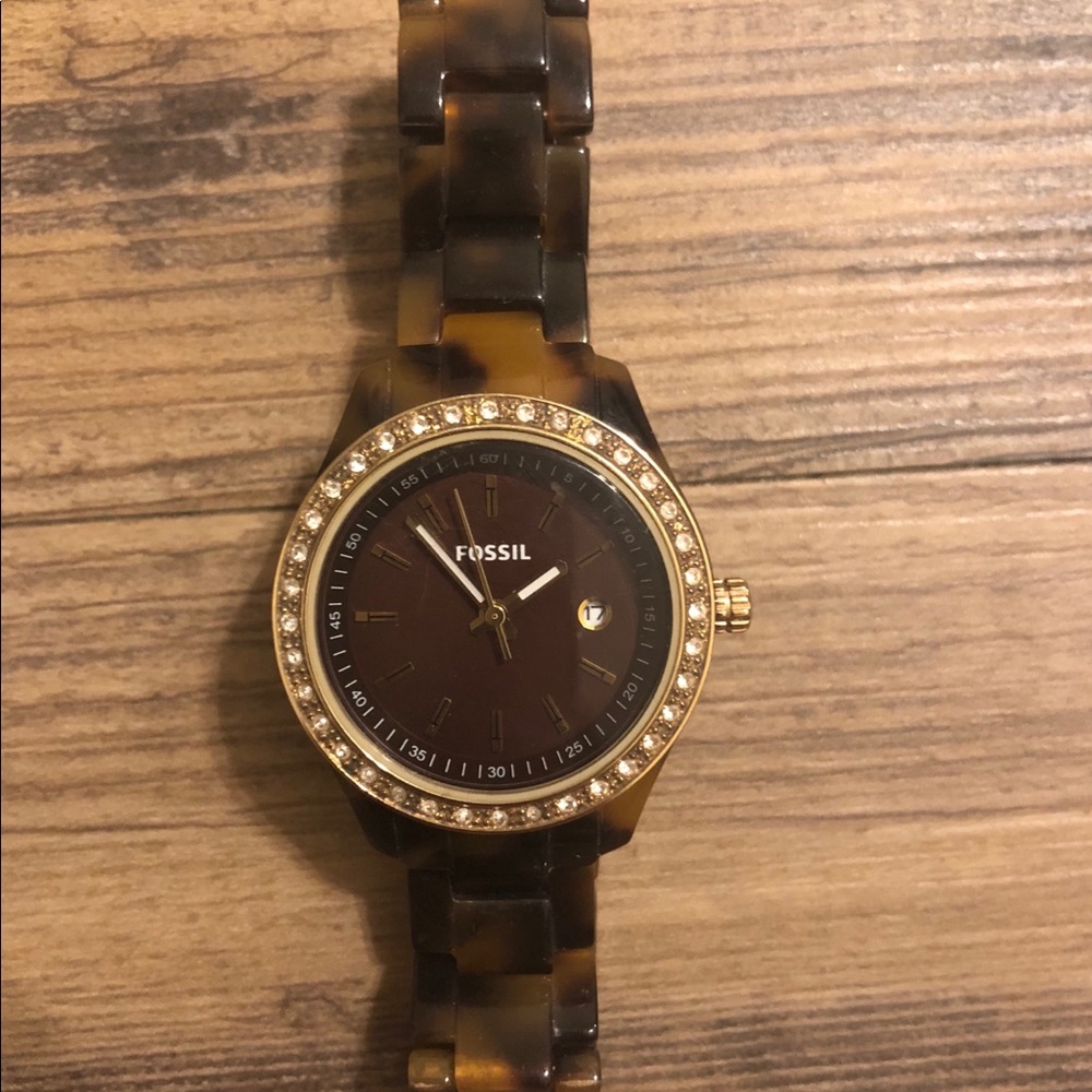 Dainty Fossil Tortoise Shell Watch